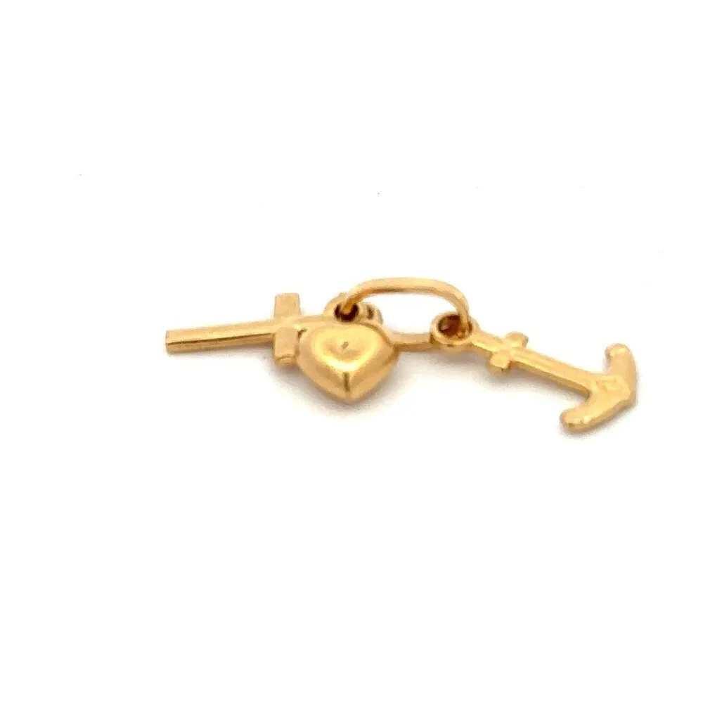 18K Gold Pendant Charm Heart Anchor Cross Small - Picture 4 of 10